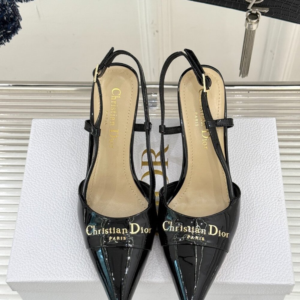 Premium Dior Black Ribbed Heels - Picture 2 of 8